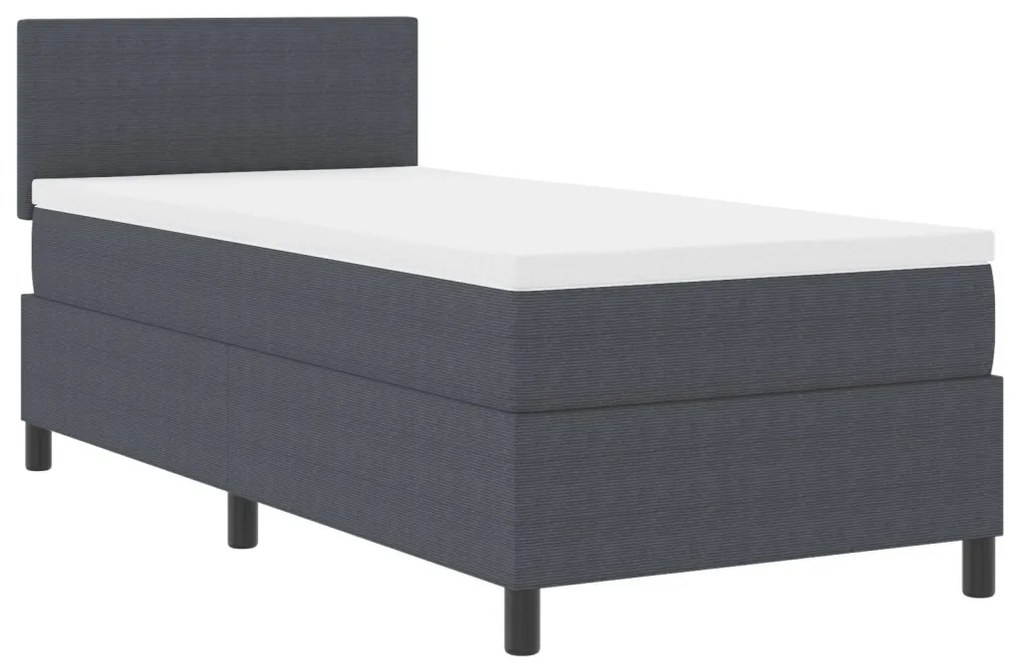 Box Spring Ágy Matrac Sötétszürke Egyszemélyes Kordbársony Textil