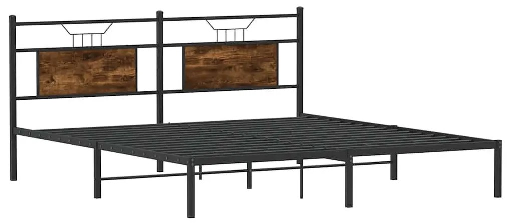 füstös tölgy színű szerelt fa ágykeret matrac nélkül 183x213 cm