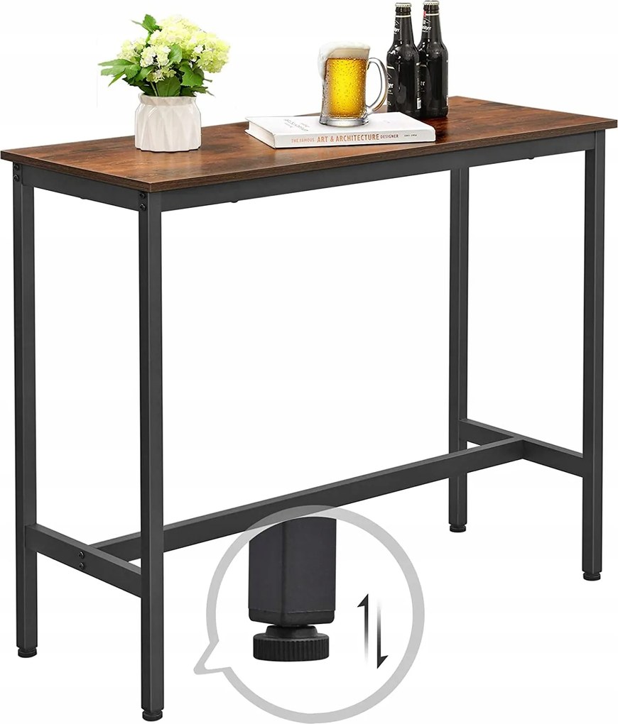 Magas bárasztal 100x40cm 90cm magas barna, loft stílus