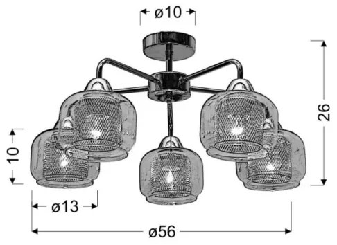 Felületre szerelhető csillár RAY 5xE14/40W/230V