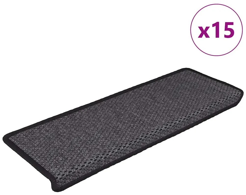 15 db szizál hatású antracitszürke lépcsőszőnyeg 65x21x4 cm