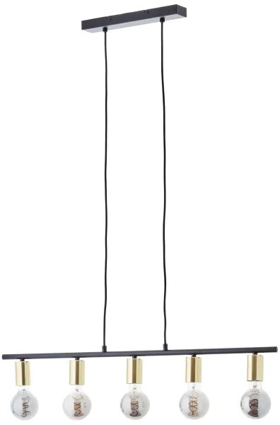 Brilliant - KERRY kábeles csillár 5xE27/40W/230V fekete/sárgaréz