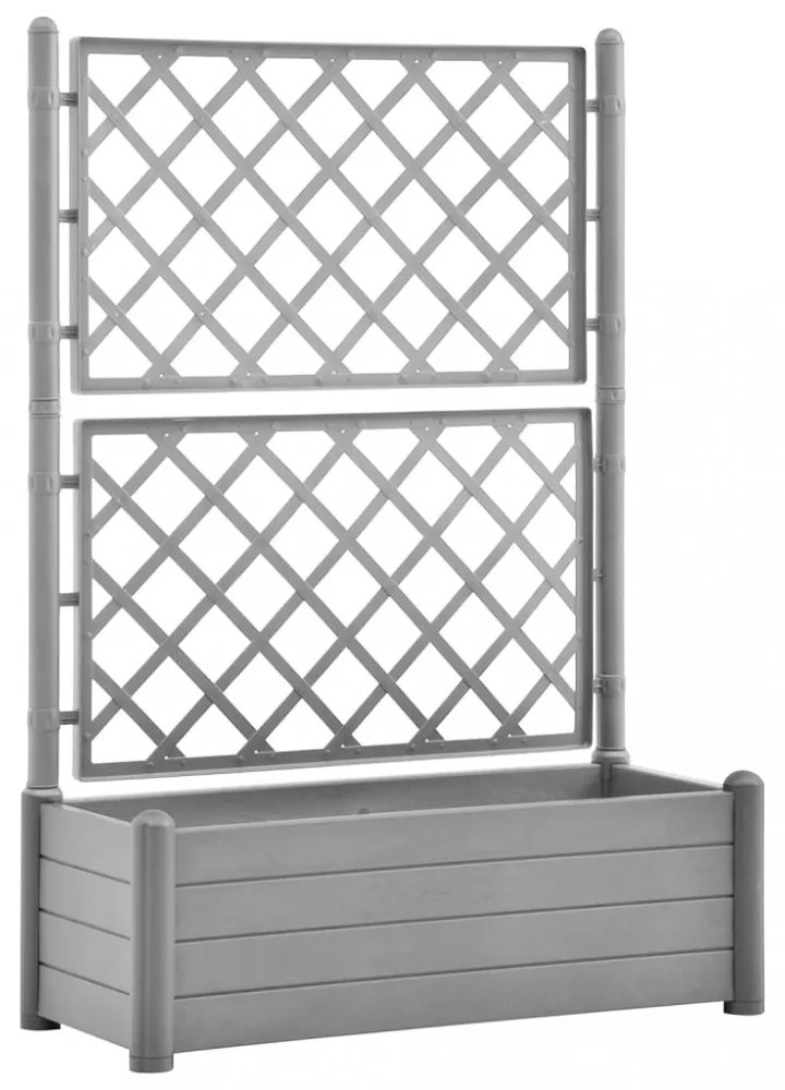 kőszürke polipropilén rácsos kerti ültetőláda 100 x 43 x 142 cm