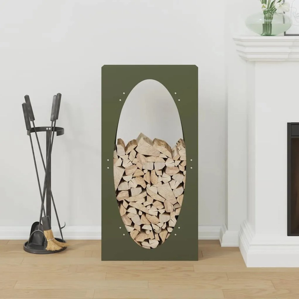 olívazöld hidegen hengerelt acél tűzifatároló 50x23x100 cm