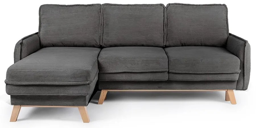 Szürke kordbársony kinyitható sarokkanapé (variálható) Tori – Bonami Selection
