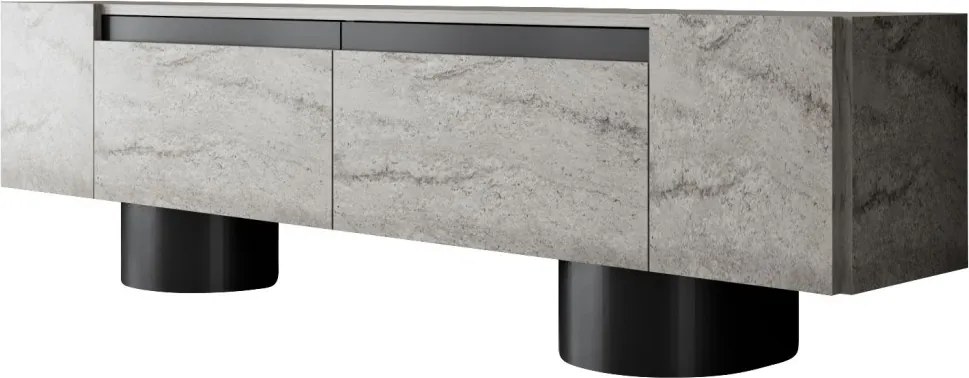 Bohem TV-állvány, travertin-fekete, 180 cm
