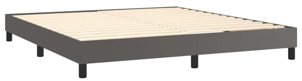 szürke műbőr rugós ágy matraccal és LED-del 180x200 cm