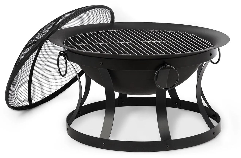 Blumfeldt Pentos, 2 az 1-ben tűzrakóhely és grill, Ø 73 cm, szikrák elleni védelem, Ø 60 cm grill, fekete