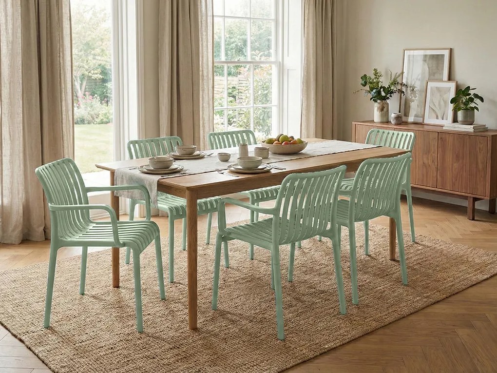 Műanyag szék TREGO karfával, zöld