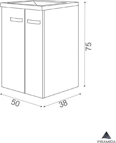 Piramida EURIDIKA 50L fali / álló fürdőszobabútor - műmárvány mosdóval - 50 x 75 x 38 cm