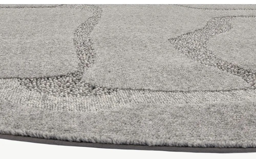 Szürke gyapjú kerek szőnyeg ø 200 cm Morphic Organica – Agnella