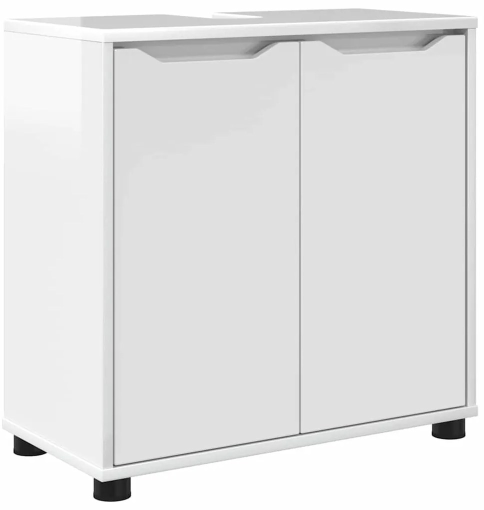 Fürdőszoba mosdószekrény Magas Fényű Fehér 60 x 30 x 60 cm