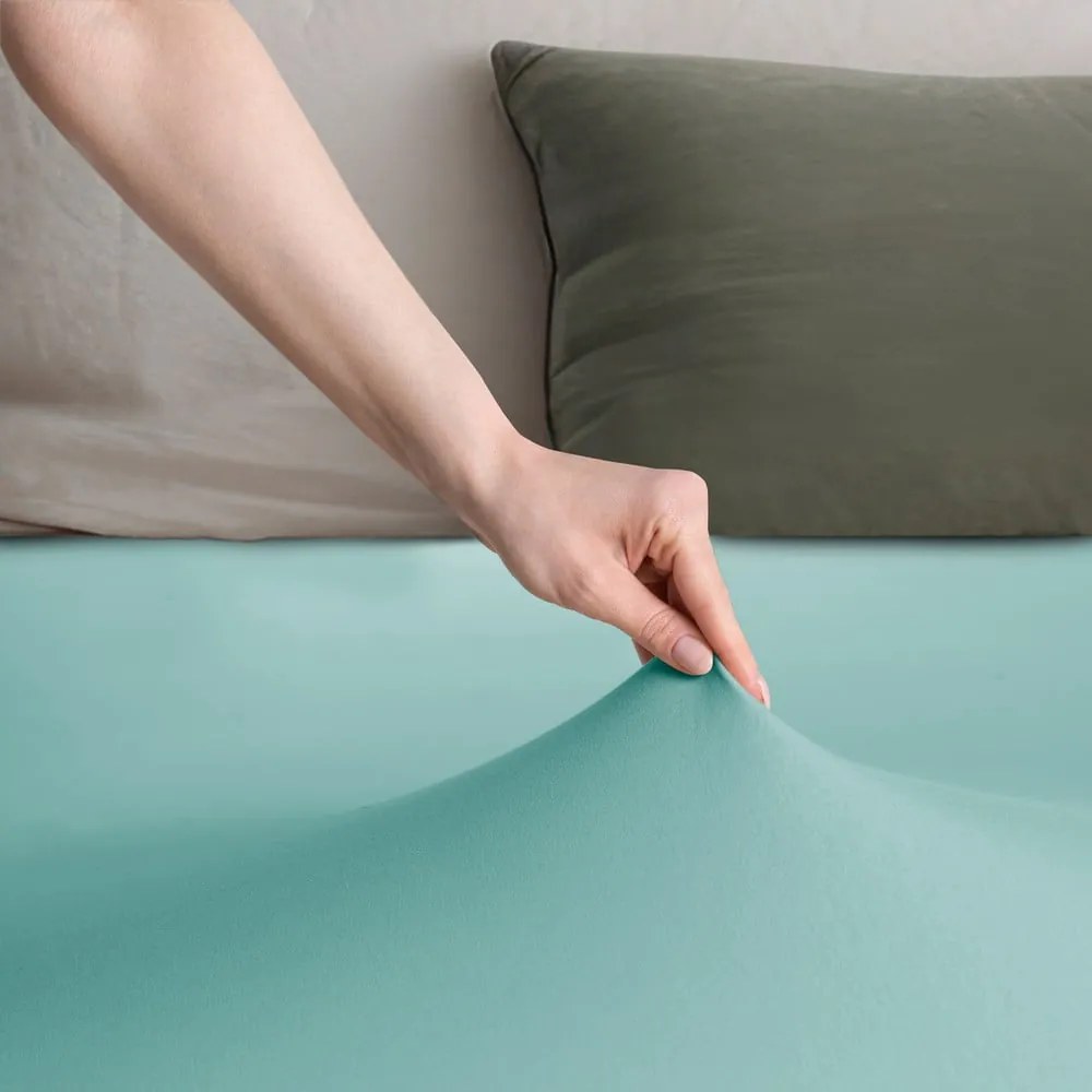 Türkiz gumis jersey lepedő 90x200 cm Amber – Restilo