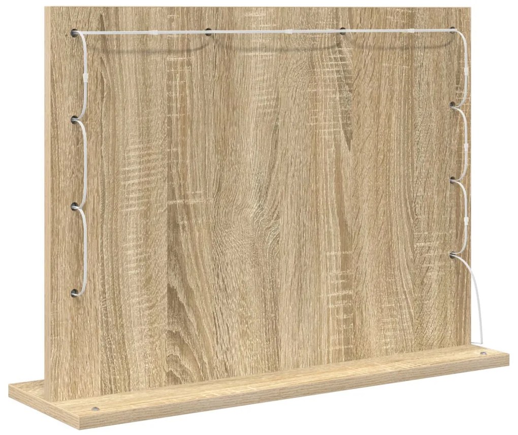 Toalett Tükör LED -es lámpákkal Sonoma tölgy 60 x 45 x 18 cm