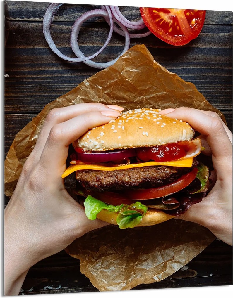 Üveg Vágódeszka 40x52 Hamburger Konyha