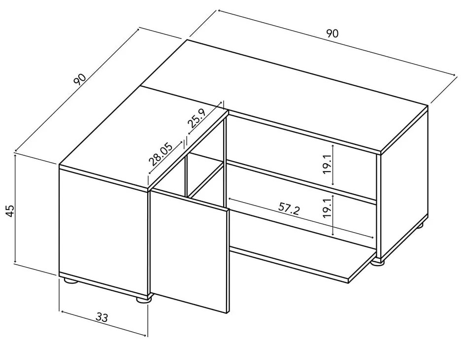 Fehér-natúr színű TV-állvány tölgyfa dekorral 90x45 cm Angle – TemaHome