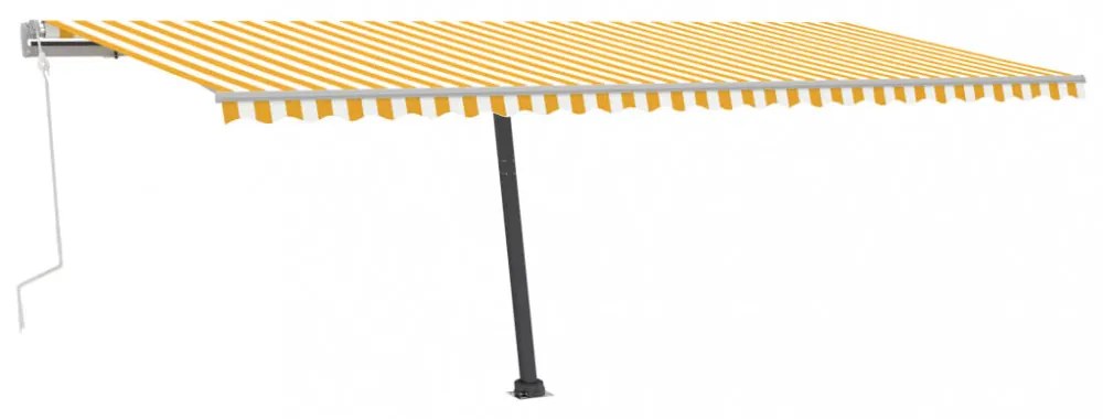sárga-fehér kézzel kihúzható póznás napellenző 600 x 300 cm