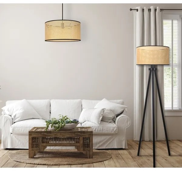 Duolla - Állólámpa ROLLER 1xE27/15W/230V átm. 45 cm rattan/fekete