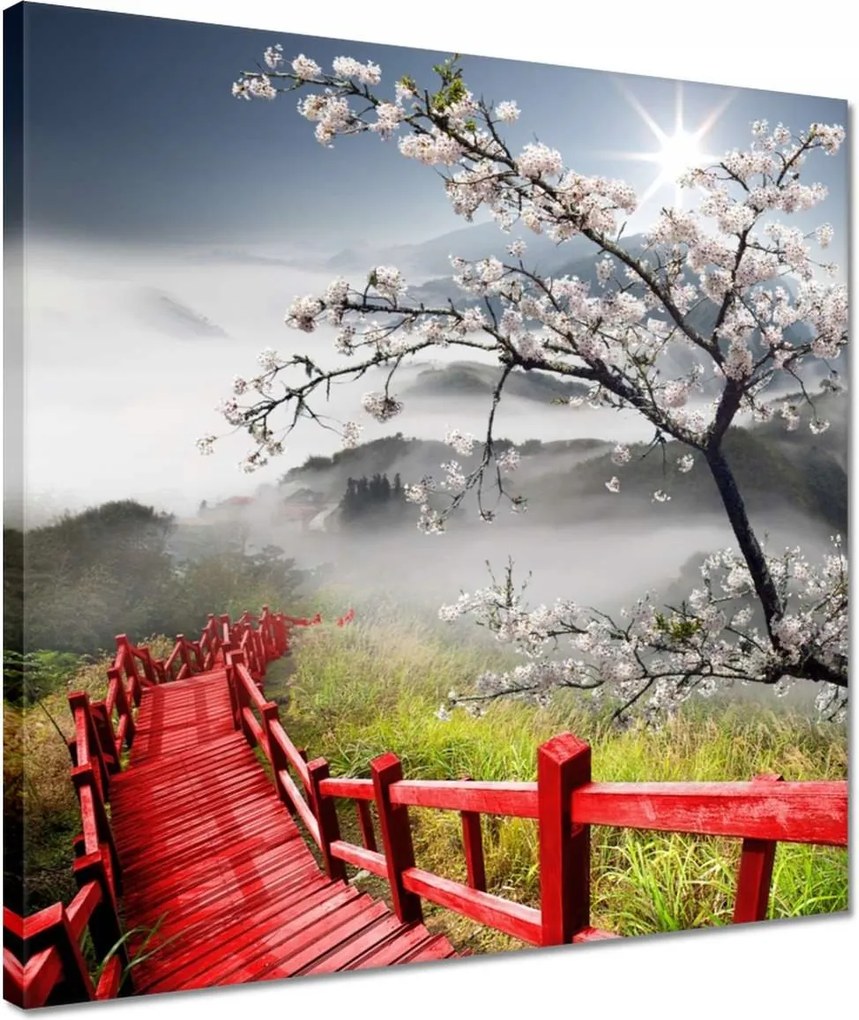 Vászonkép 40x40 Vörös híd Japánban