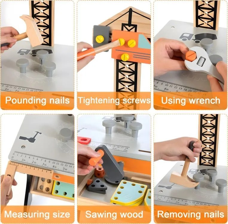 ECOTOYS Fa műhely gyerekeknek - szerszámos asztal