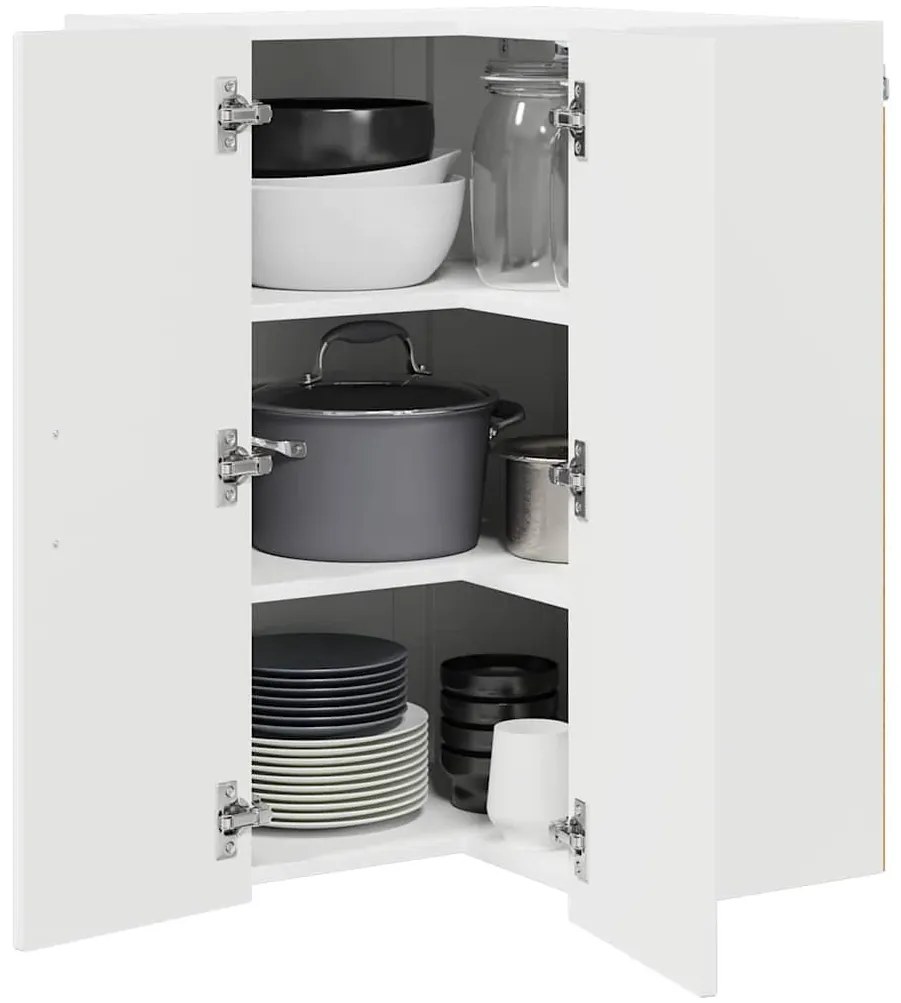 Fali konyhaszekrény Magas Fényű Fehér 57 x 57 x 80 cm Faanyag