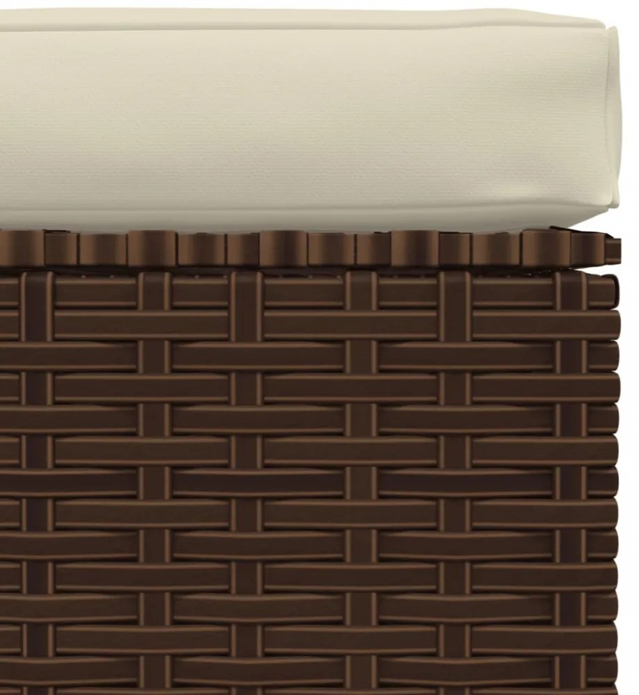 barna polyrattan kerti lábtartó párnával 70 x 70 x 30 cm