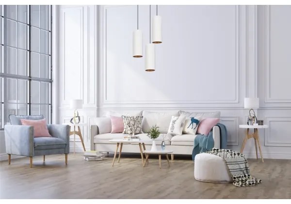 AVALO 3xE27/60W/230V mennyezeti lámpa, 35 cm, fehér/ réz