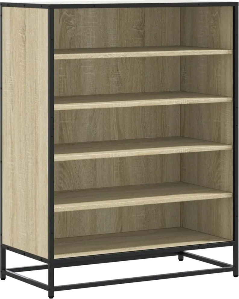 vidaXL sonoma tölgy színű szerelt fa és fém cipőszekrény 75x38x97,5 cm