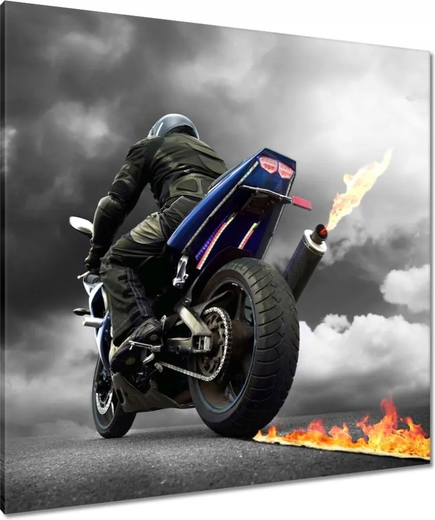 Vászonkép 90x90 Kék versenyautó Motor