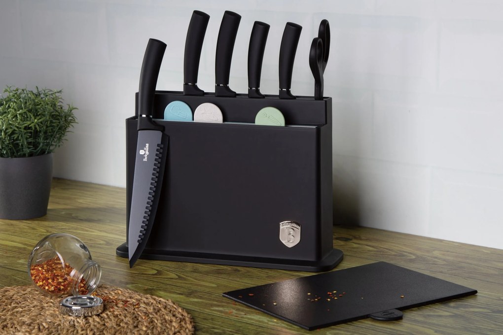 11 részes kés- és vágódeszka készlet állvánnyal Berlinger Haus Matte Black