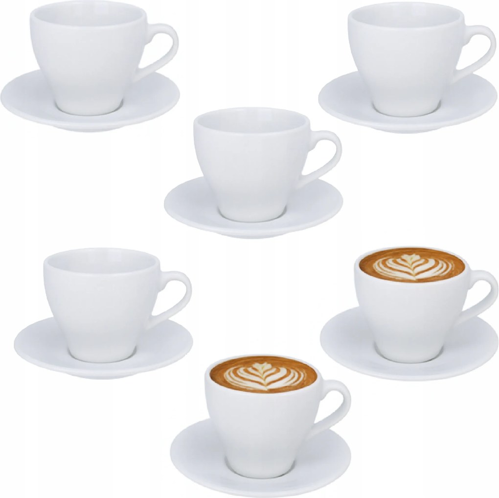 6 db-os fehér Lubiana csésze szett 200 ml 14 cm-es csészealjjal Paula