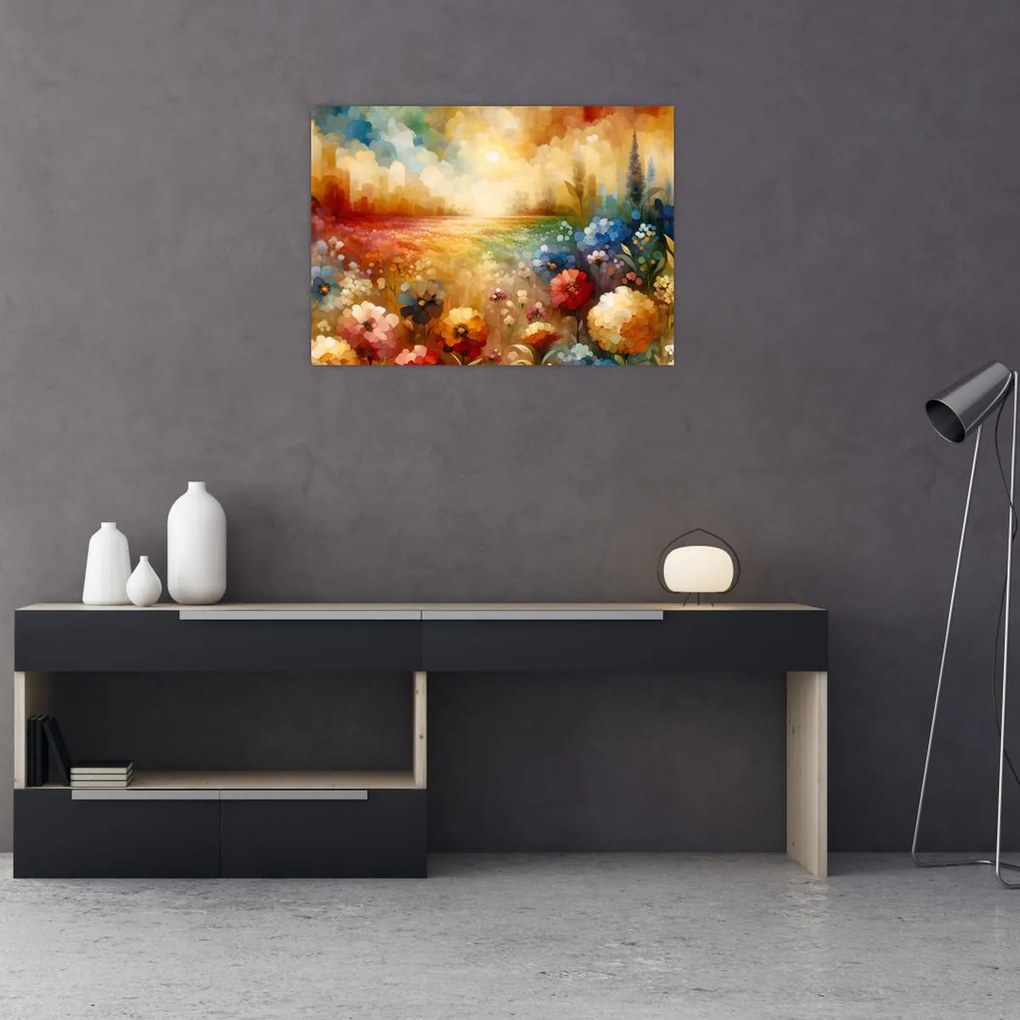 Üveg kép - Színes rét (70x50 cm)