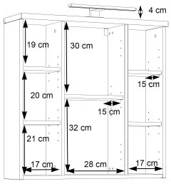 VENOM tükrös fali fürdőszobaszekrény, fehér/sonoma tölgy