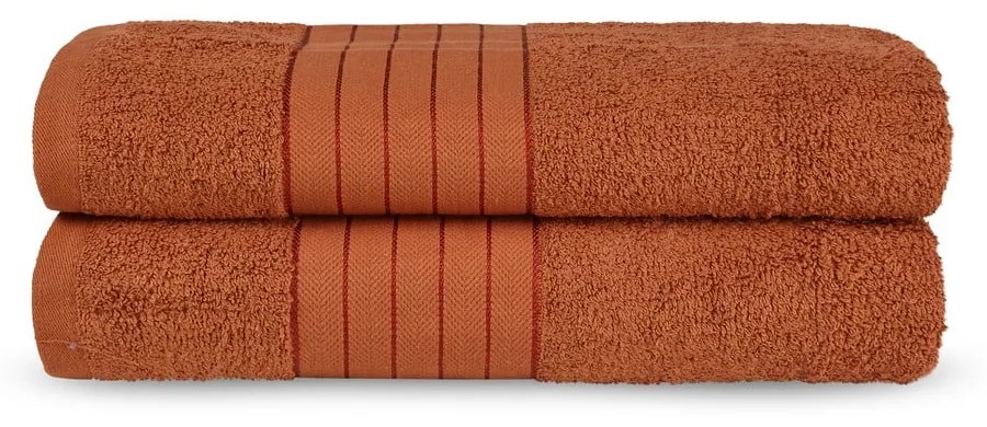 Téglavörös frottír pamut fürdőlepedő szett 2 db-os 70x140 cm – Good Morning