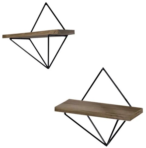 KÉSZLET 2x Fali polc fenyő barna