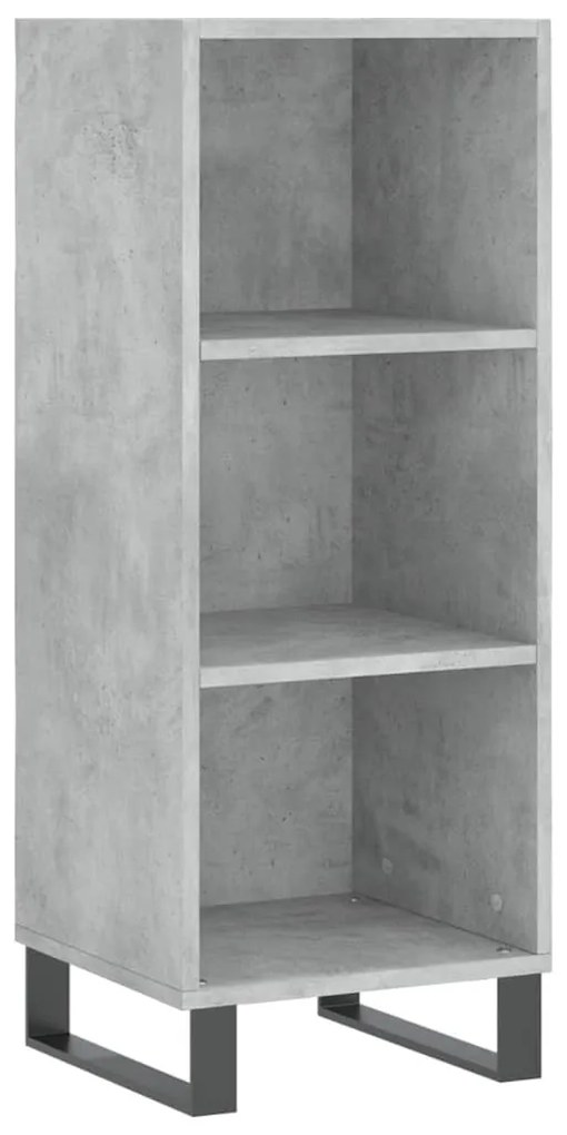 betonszürke szerelt fa tálalószekrény 34,5 x 32,5 x 90 cm