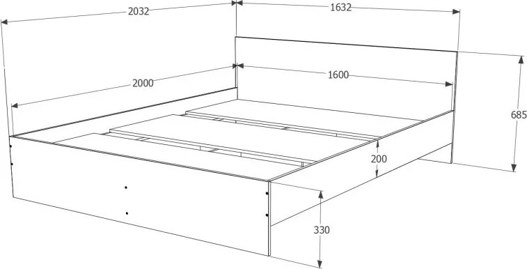 Pietro II new 140x200 cm sonoma ágykeret, Edormo matraccal N
