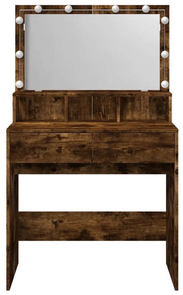 füstös tölgy színű fésülködőasztal LED-del 80 x 41 x 134,5 cm