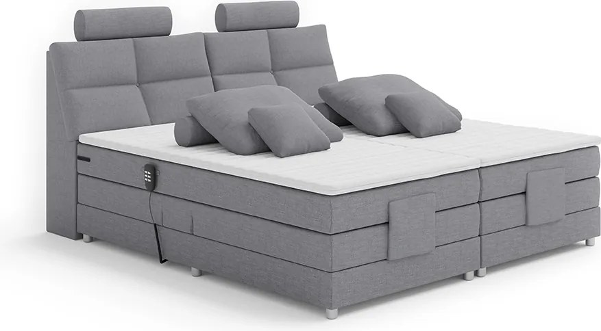 Elektromos állítható ágy, boxspring, szürke, 180x200, POLERMA NEW