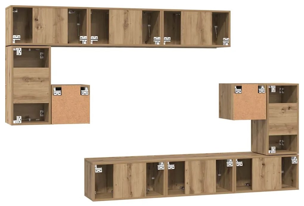 TV szekrény garnitúra 10 pcs kézműves tölgy 60 x 30 x 30 cm