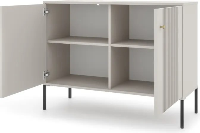 Komód 2 ajtós kasmír színben fekete elemekkel arany fogantyúkkal – ISEO IS02