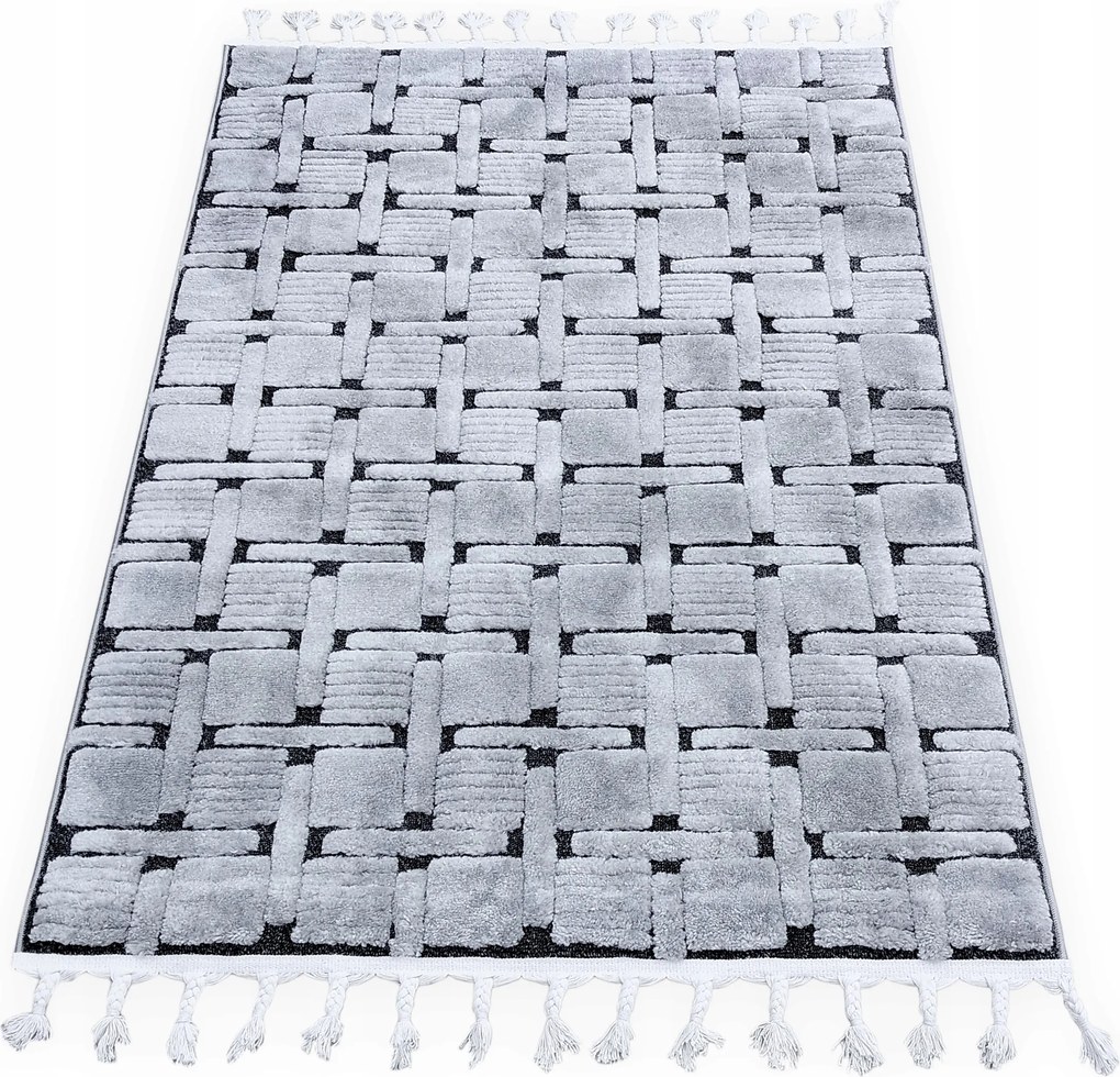 Szőnyeg 160x220 Boho Berber Hálószoba Nappaliba Szürke