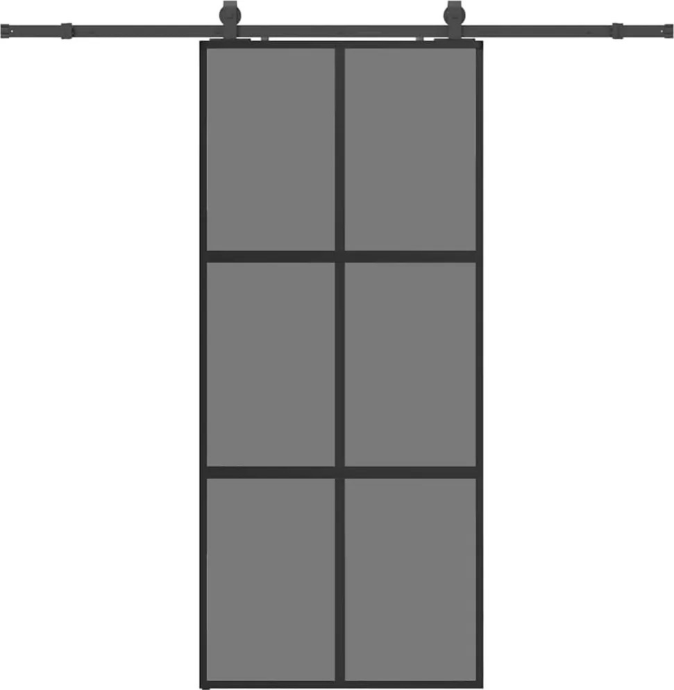 vidaXL fekete edzett üveg tolóajtó fémszerelék szettel 90x205 cm