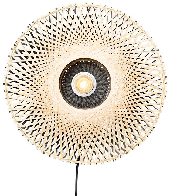 Keleti fali lámpa bambusz 35 cm dugóval - Rina