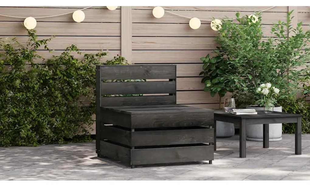 vidaXL szürke impregnált fenyőfa kerti középső raklapkanapé