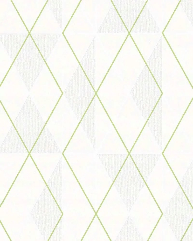 Geometrikus Vinil Tapéta Flizelin Fehér Rombusz Tapéta