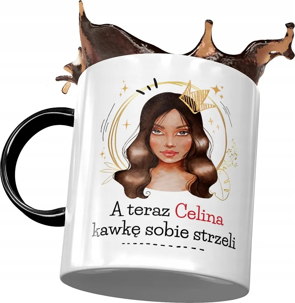 Fekete Bögre Celina Barátnő Feleség Ajándék Nyomtatott Fotóval