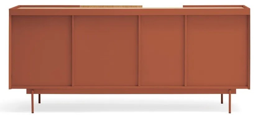 Téglavörös-natúr színű alacsony komód tölgyfa dekorral 180x78 cm Otto – Teulat
