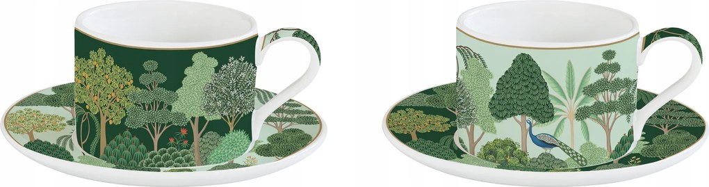 kpl porcelán csésze 240ml erdő motívum 2+2 szett fa zöld