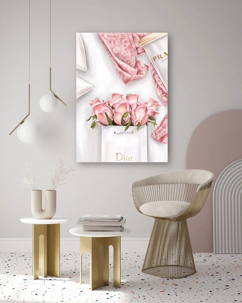 Gario Vászonkép Rózsák Dior táskában Méret: 40 x 60 cm